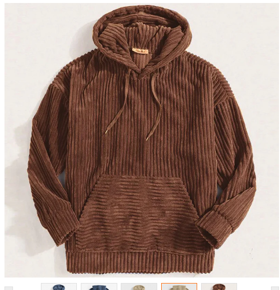 Essentials Hooded Corduroy Pullover for Men (One Piece)