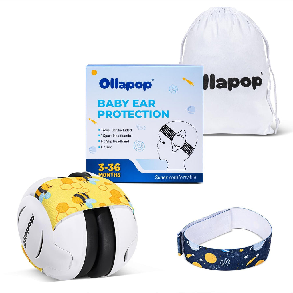Ollapop Earmuff Baby Protection Extra Elastic Headband Toddle Ear Protection Up to 36 months Baby Noise Cancelling Baby Airplane Travel Essentials Newborn Essentials Unisex